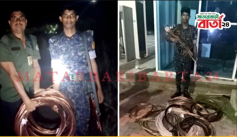 মাতারবাড়ী বিদ্যুৎ কেন্দ্রে সাড়ে ৪ লাখ টাকার তামার তার উদ্ধার